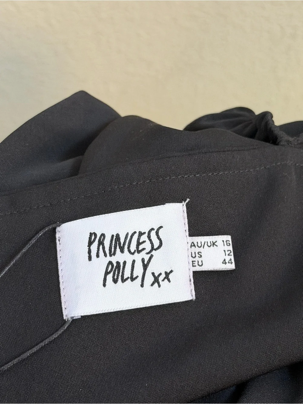 Princess Polly Lillie Long Sleeve Mini Dress Black NWT US 12 AU 16 Puff Sleeve - Picture 4 of 5